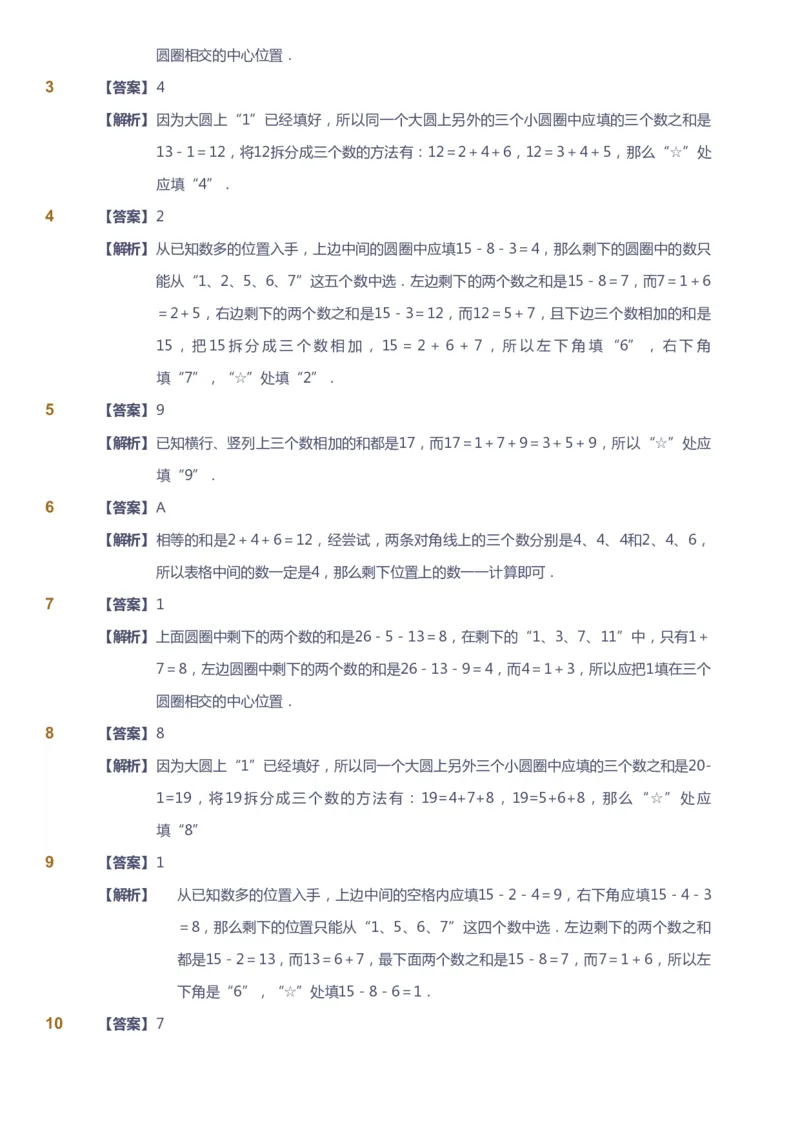 课本+自我巩固+课堂落实（答案）_《爱学习》小学初中数学和奥数资料_高斯数学爱学习课件_4奥数思维创新_二年级高斯数学思维创新_暑高斯数学2阶思维创新