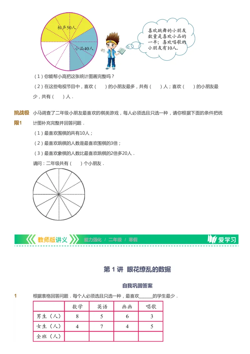 课本+自我巩固+课堂落实_《爱学习》小学初中数学和奥数资料_高斯数学爱学习课件_2人教小学能力强化_二年级高斯数学能力强化_寒数学2阶能力强化
