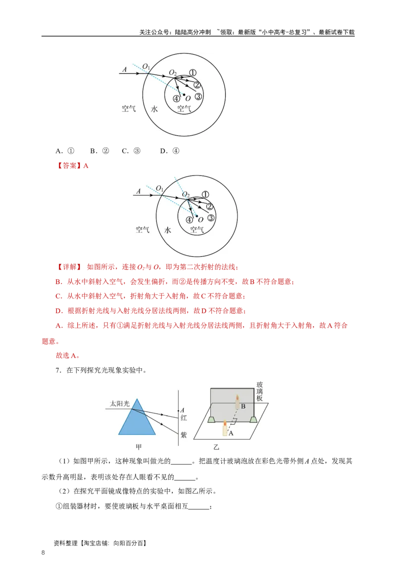 专题04光现象（知识梳理典例练习）（教师版）_02中考总复习（2026版更新中）_04-物理-中考总复习_2024年中考复习资料_一轮复习_更新2024年中考物理一轮复习精品资料_配套练习