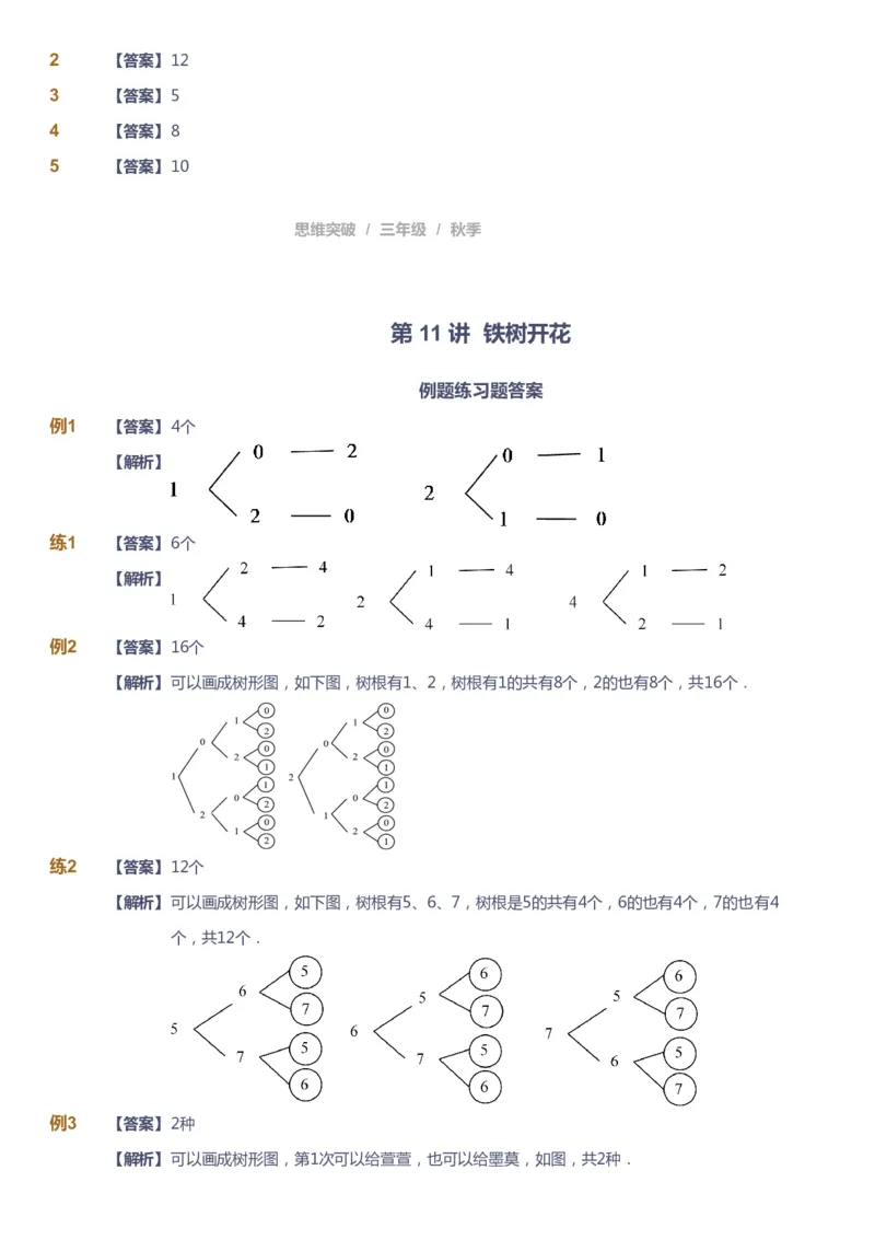 课本+自我巩固+课堂落实（答案）_《爱学习》小学初中数学和奥数资料_高斯数学爱学习课件_3奥数思维突破_高斯爱学习思维突破奥数1-6阶四季版34年级_3年级思维突破春秋寒暑课件_603