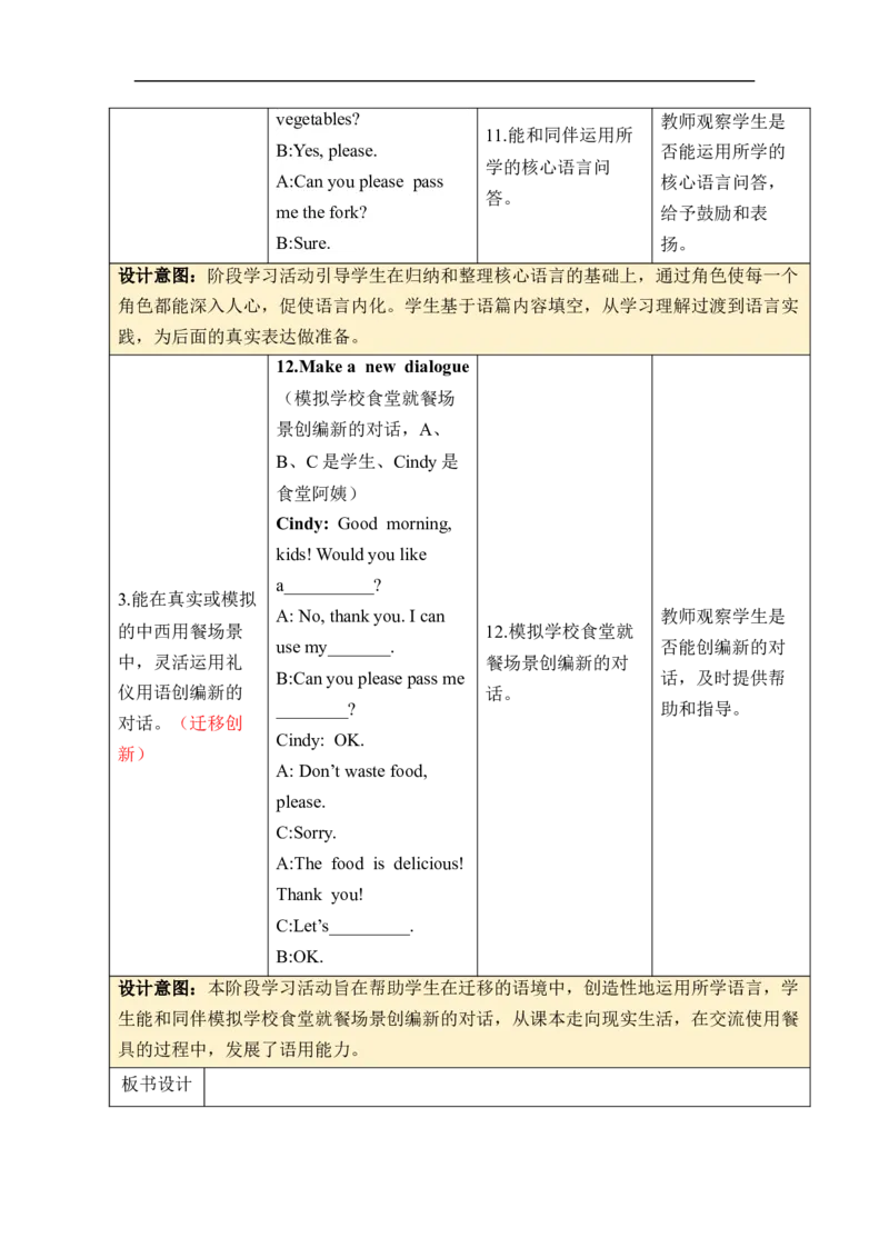 Unit6Fromfarmtotable单元整体教学设计表格式（5课时）_4下-新英语人教PEP版（2026持续更新）_04教案（多套齐全）_单元整体教学设计表格式（5课时）