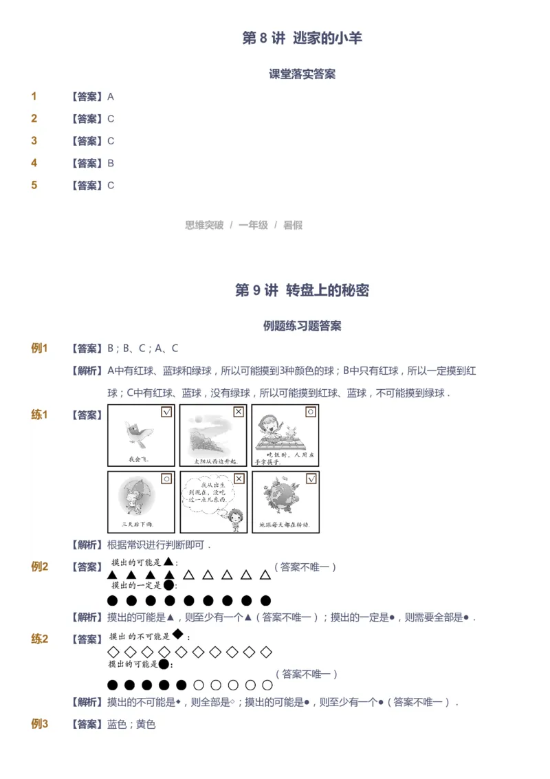 课本+自我巩固+课堂落实（答案）_《爱学习》小学初中数学和奥数资料_高斯数学爱学习课件_3奥数思维突破_高斯爱学习思维突破奥数1-6阶四季版12年级_1年级思维突破春秋寒暑课件_389