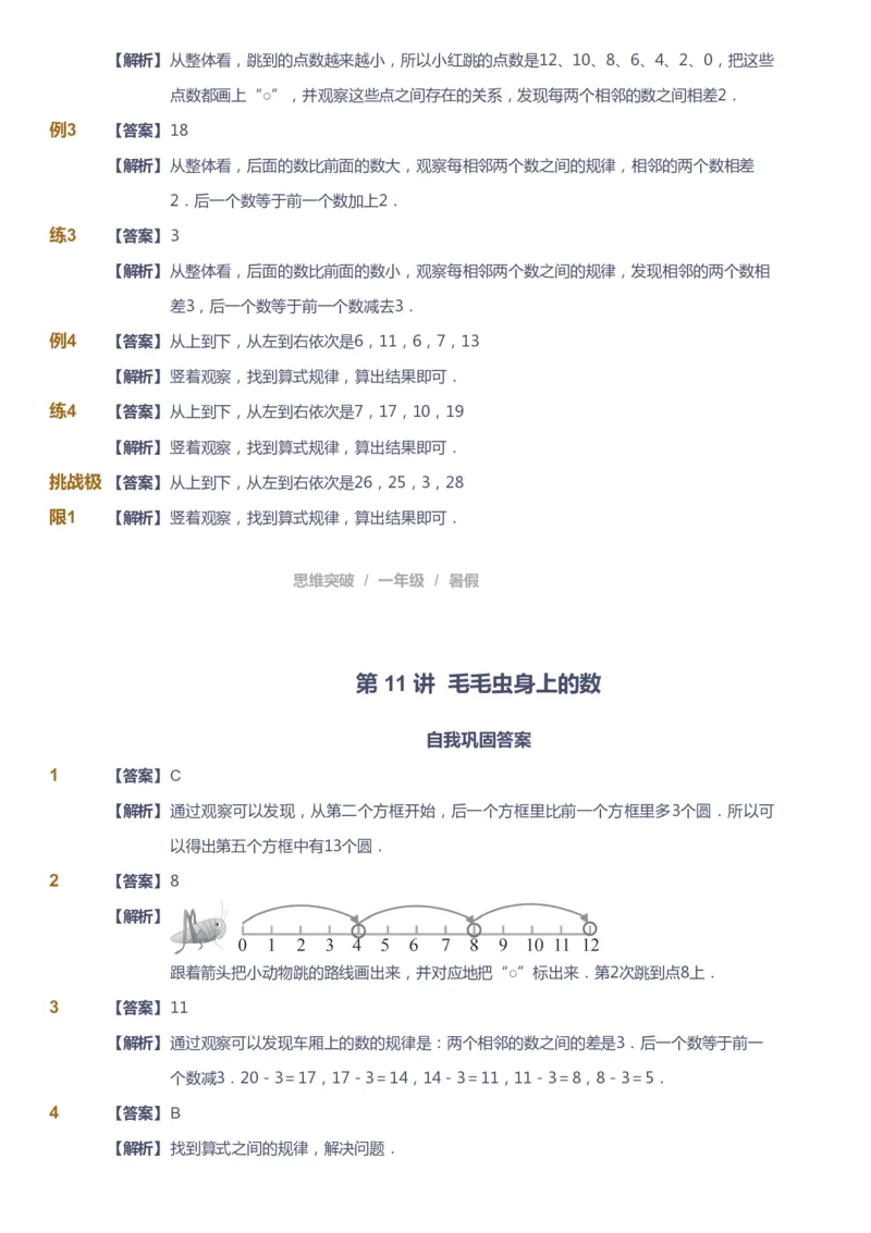 课本+自我巩固+课堂落实（答案）_《爱学习》小学初中数学和奥数资料_高斯数学爱学习课件_3奥数思维突破_高斯爱学习思维突破奥数1-6阶四季版12年级_1年级思维突破春秋寒暑课件_389