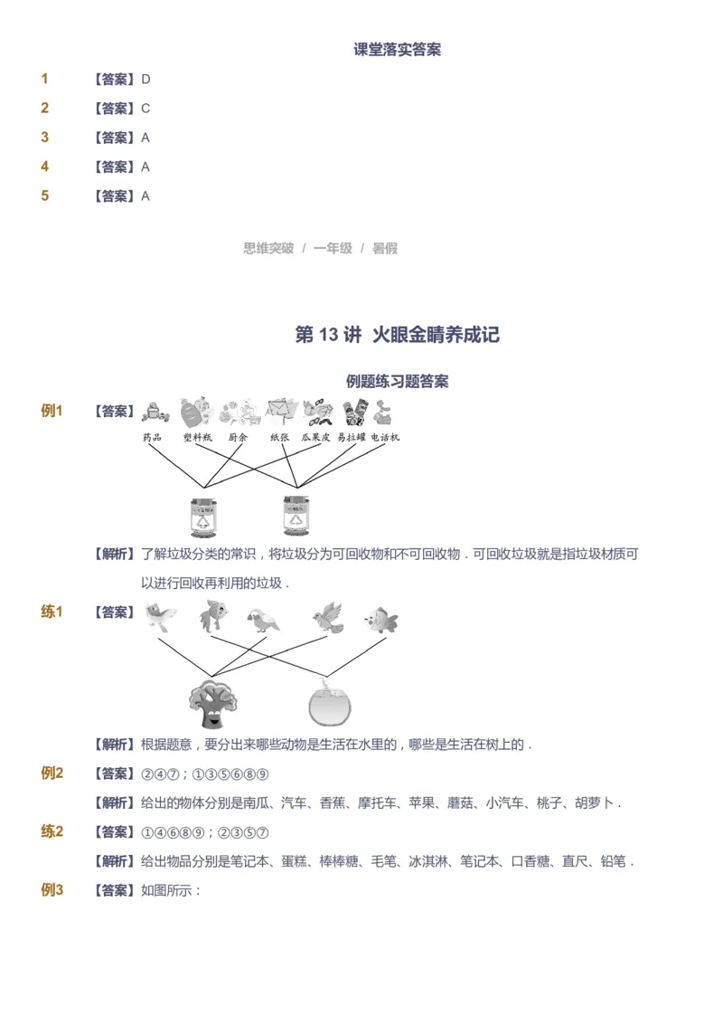 课本+自我巩固+课堂落实（答案）_《爱学习》小学初中数学和奥数资料_高斯数学爱学习课件_3奥数思维突破_高斯爱学习思维突破奥数1-6阶四季版12年级_1年级思维突破春秋寒暑课件_389