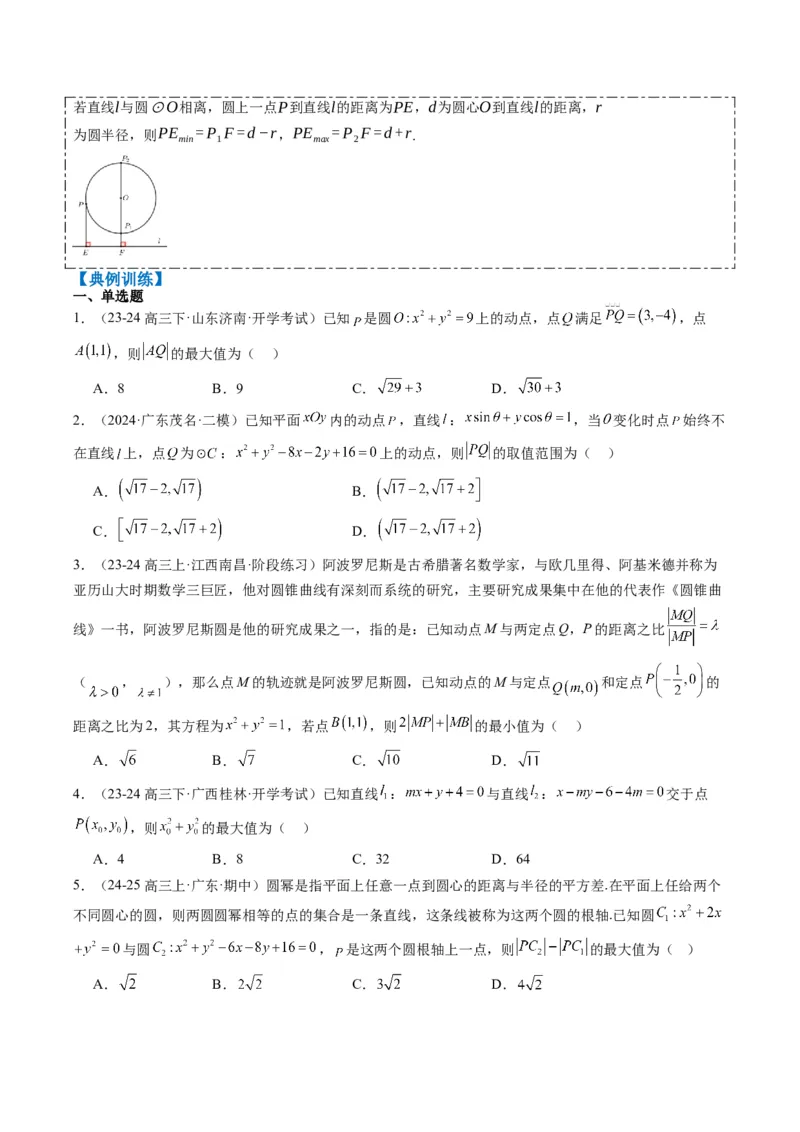 专题12直线与圆中的最值和范围问题（5大题型）-2025年高考数学二轮热点题型归纳与变式演练（新高考通用）（原卷版）_02高考数学_2025年新高考资料_二轮复习_一、题型突破