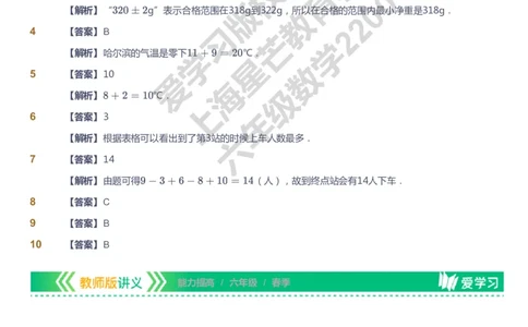 课本+自我巩固+课堂落实（答案）-gs_《爱学习》小学初中数学和奥数资料_高斯数学爱学习课件_1人教小学能力提高_6年级能力提高课件春秋寒暑_春数学6阶能力提高-gs出品