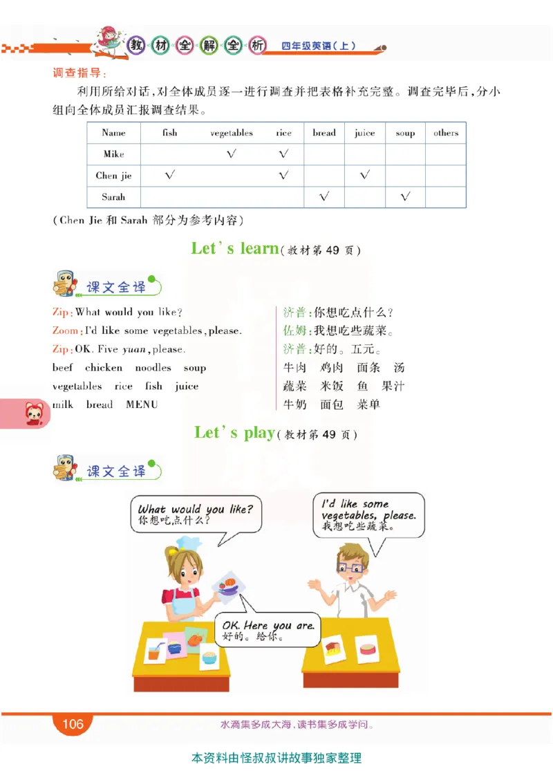 小学教材全解全析-人教数英语4上_《教材全解》小学1-6年级_《小学教材全解全析》_1-6年级上册_英语