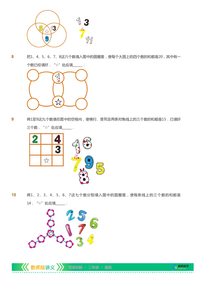 课本+自我巩固+课堂落实_《爱学习》小学初中数学和奥数资料_高斯数学爱学习课件_4奥数思维创新_二年级高斯数学思维创新_暑高斯数学2阶思维创新