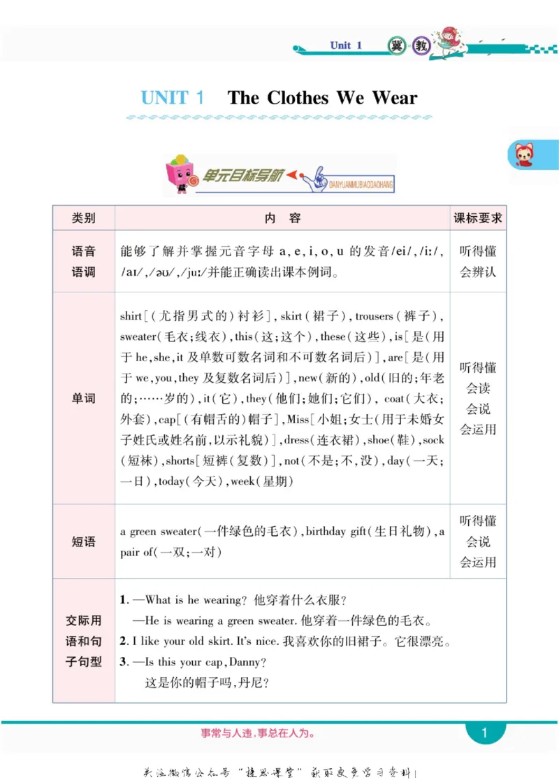 小学教材全解全析四年级上册英语冀教版_《教材全解》小学1-6年级_《小学教材全解全析》_1-6年级上册_英语
