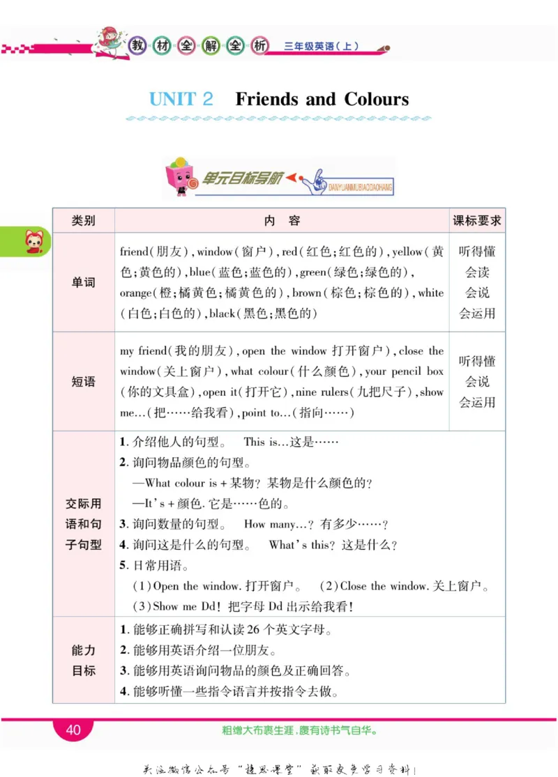 小学教材全解全析三年级上册英语冀教版_《教材全解》小学1-6年级_《小学教材全解全析》_1-6年级上册_英语