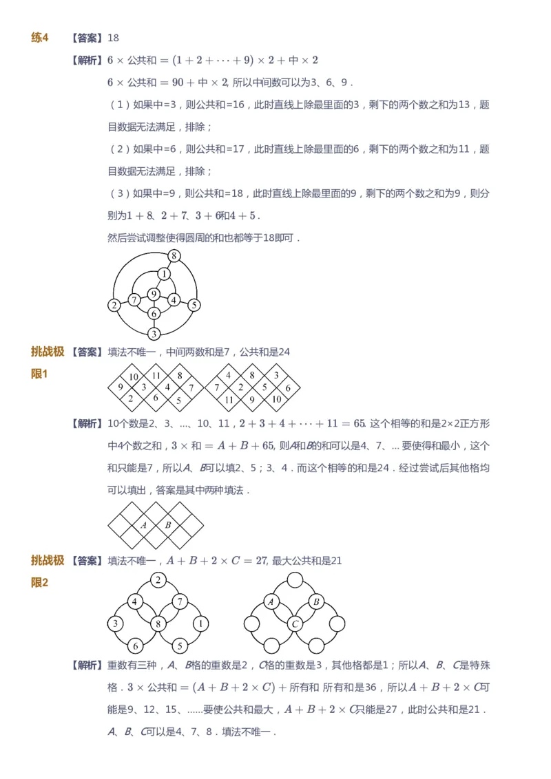 课本+自我巩固+课堂落实（答案）_《爱学习》小学初中数学和奥数资料_高斯数学爱学习课件_4奥数思维创新_四年级高斯数学思维创新_春数学4阶思维创新