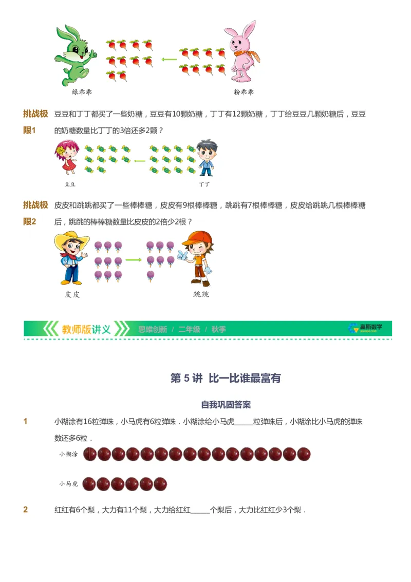 课本+自我巩固+课堂落实_《爱学习》小学初中数学和奥数资料_高斯数学爱学习课件_4奥数思维创新_二年级高斯数学思维创新_秋高斯数学2阶思维创新
