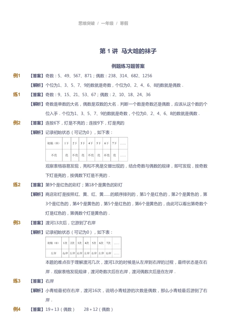 课本+自我巩固+课堂落实（答案）_《爱学习》小学初中数学和奥数资料_高斯数学爱学习课件_3奥数思维突破_高斯爱学习思维突破奥数1-6阶四季版12年级_1年级思维突破春秋寒暑课件