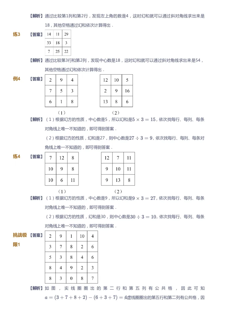 课本+自我巩固+课堂落实（答案）_《爱学习》小学初中数学和奥数资料_高斯数学爱学习课件_4奥数思维创新_四年级高斯数学思维创新_寒数学4阶思维创新