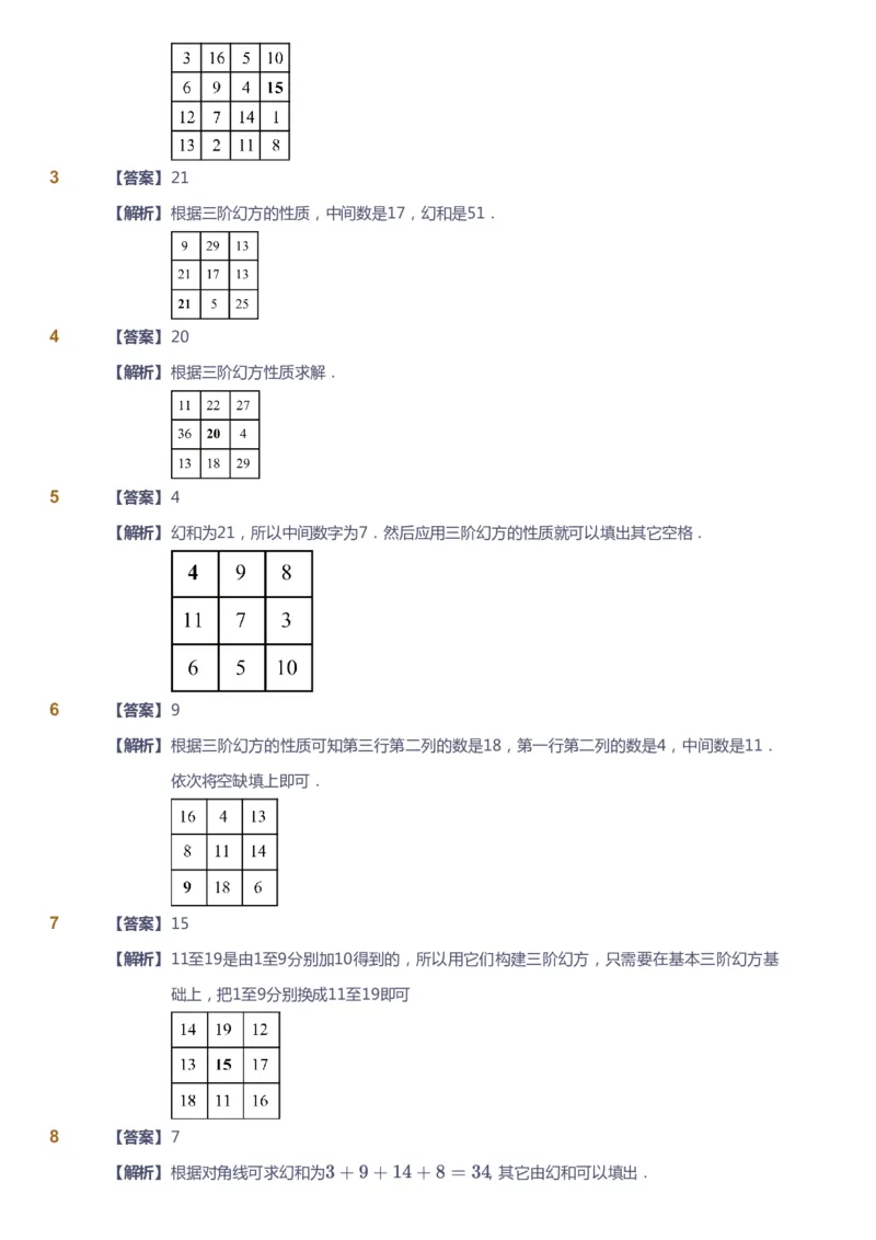 课本+自我巩固+课堂落实（答案）_《爱学习》小学初中数学和奥数资料_高斯数学爱学习课件_4奥数思维创新_四年级高斯数学思维创新_寒数学4阶思维创新