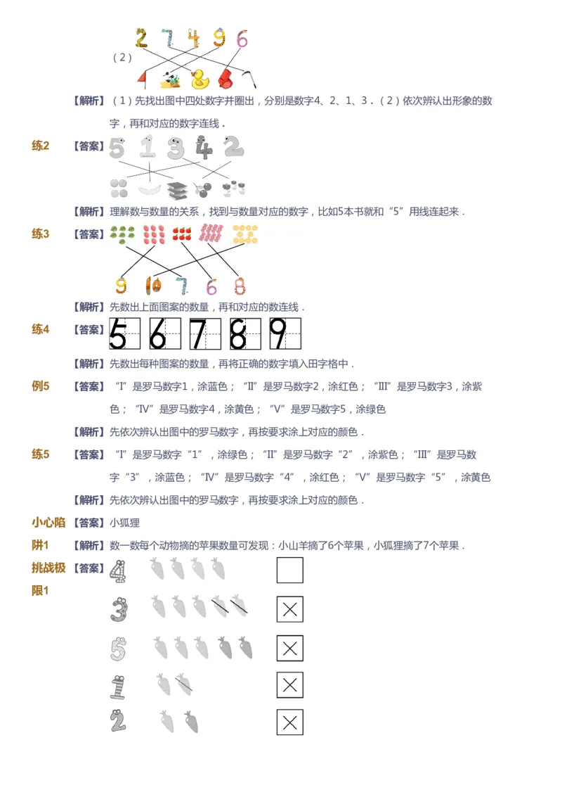 课本+自我巩固+课堂落实（答案）-gs_《爱学习》小学初中数学和奥数资料_高斯数学爱学习课件_1人教小学能力提高_1年级能力提高春秋寒暑课件_暑高斯数学1阶能力提高-gs出品