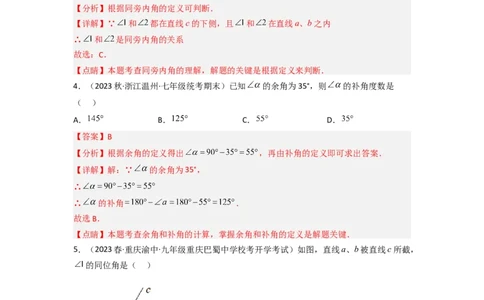 2.1两条直线的位置关系（分层练习）（解析版）_北师大初中数学_7下-北师大版初中数学_7下-初中数学北师大版（旧版）赠送_05习题试卷_1课时练习_同步练习（第1套）