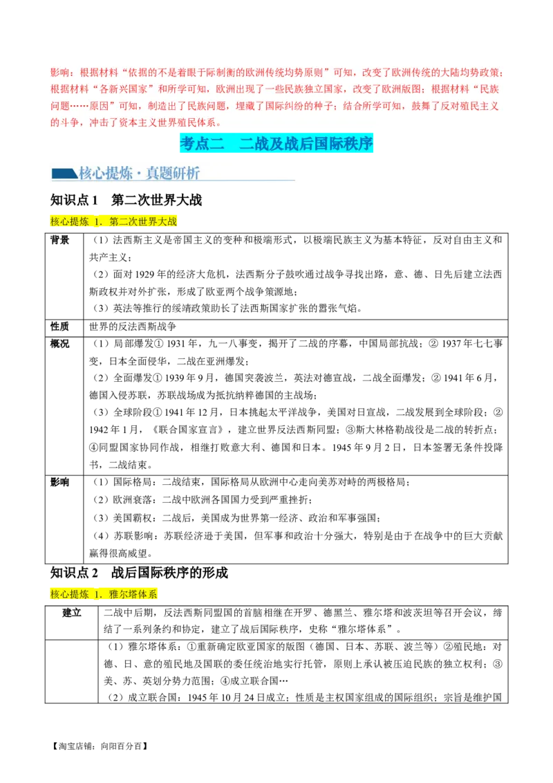 专题13世界大战与世界格局的演变（讲义）（解析版）_07高考历史_新高考复习资料_2024年新高考复习资料_二轮复习资料_2024年高考历史二轮复习讲练测（新教材新高考）_配套讲义