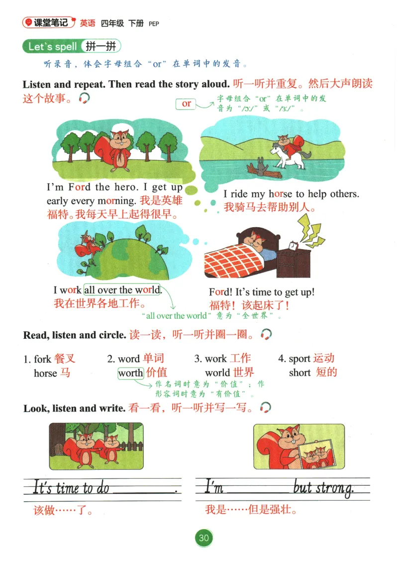 2026春《课堂笔记》英语PEP4下_4下-新英语人教PEP版（2026持续更新）_10英语笔记（全册）带音频