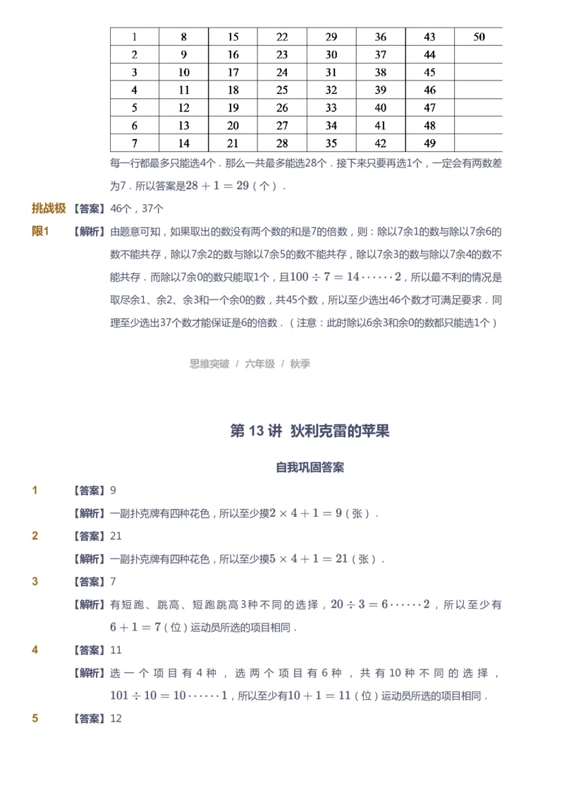 课本+自我巩固+课堂落实（答案）_《爱学习》小学初中数学和奥数资料_高斯数学爱学习课件_3奥数思维突破_高斯爱学习思维突破奥数1-6阶四季版56年级_6年级思维突破春秋寒暑课件_409