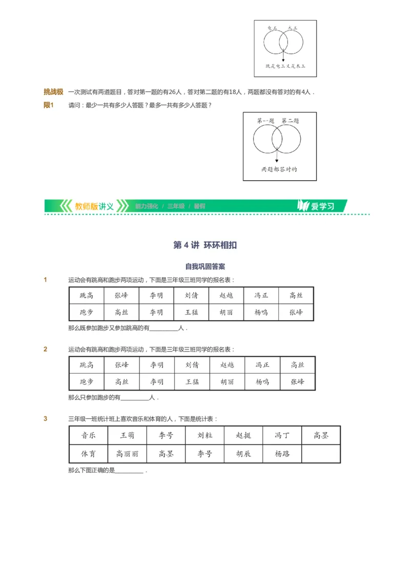课本+自我巩固+课堂落实_《爱学习》小学初中数学和奥数资料_高斯数学爱学习课件_2人教小学能力强化_三年级高斯数学能力强化_暑数学3阶能力强化