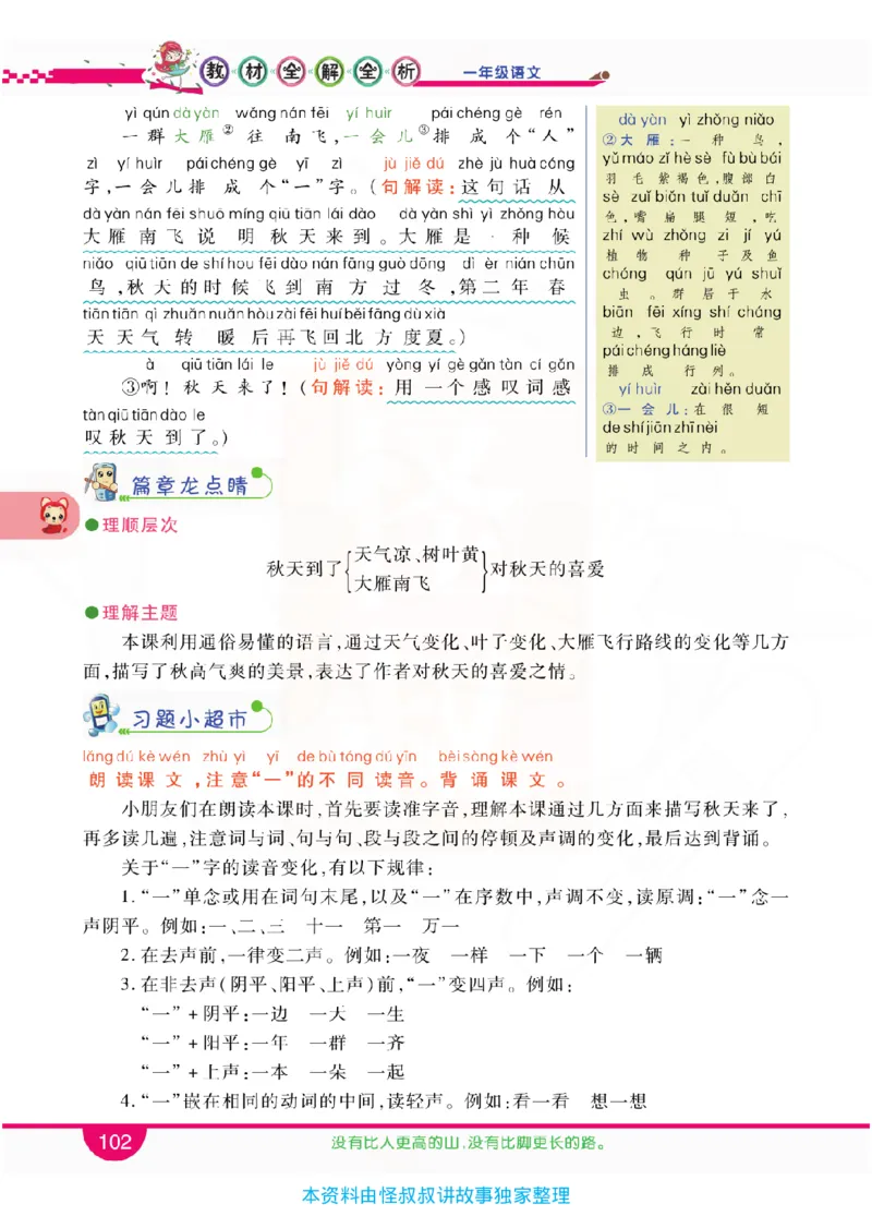 小学教材全解全析-语文1上_《教材全解》小学1-6年级_《小学教材全解全析》_1-6年级上册_语文