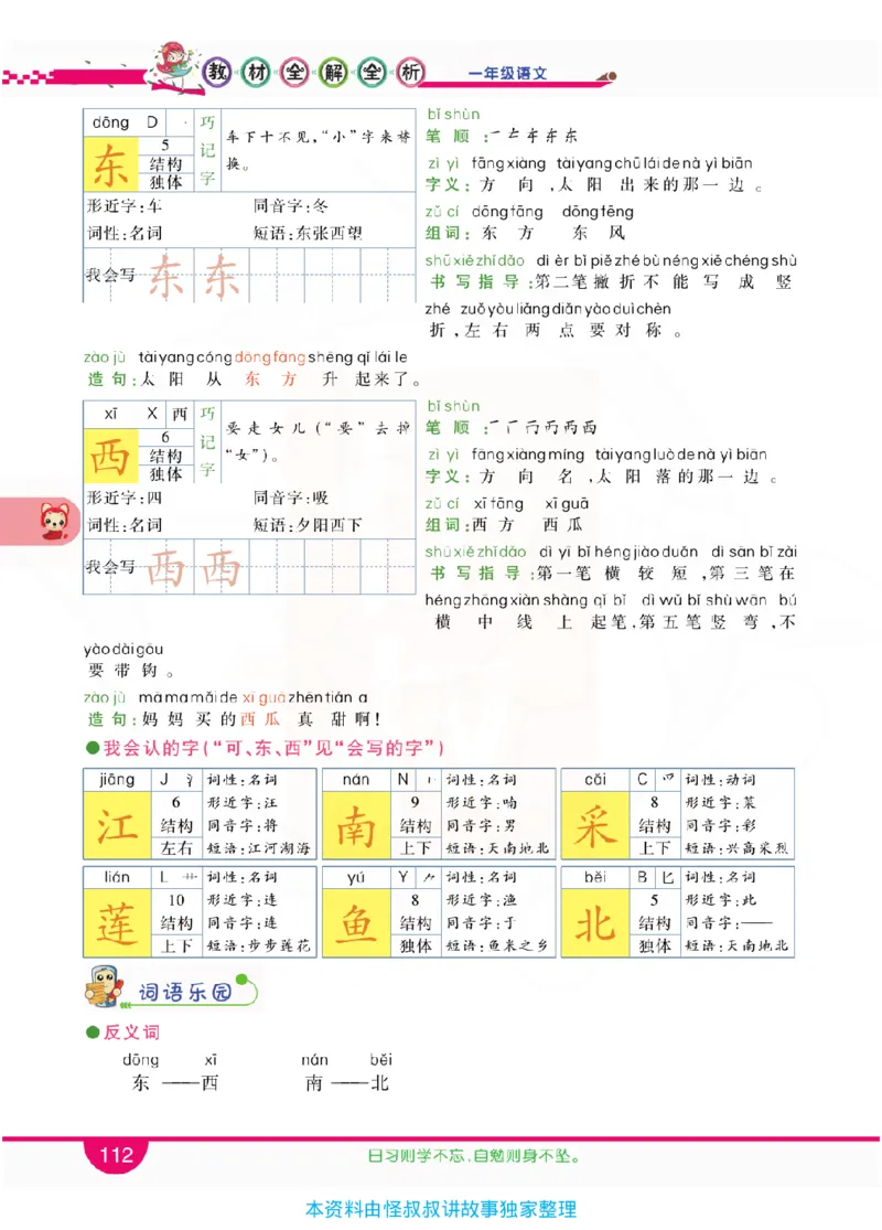 小学教材全解全析-语文1上_《教材全解》小学1-6年级_《小学教材全解全析》_1-6年级上册_语文