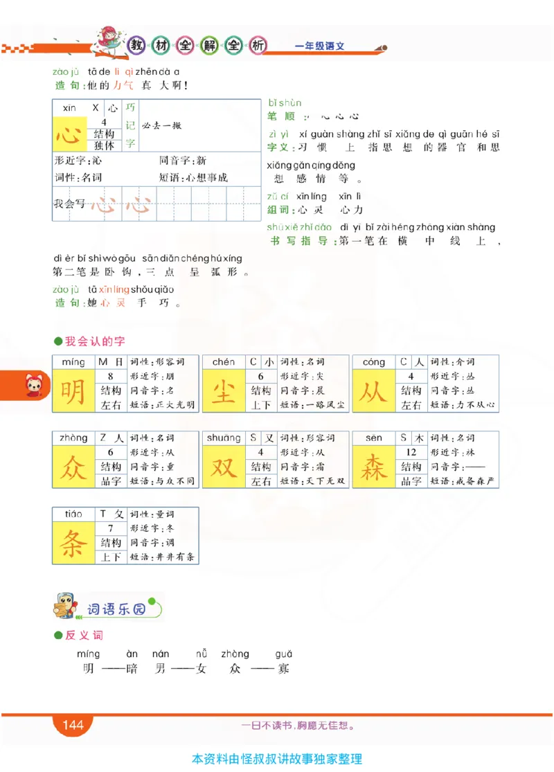 小学教材全解全析-语文1上_《教材全解》小学1-6年级_《小学教材全解全析》_1-6年级上册_语文