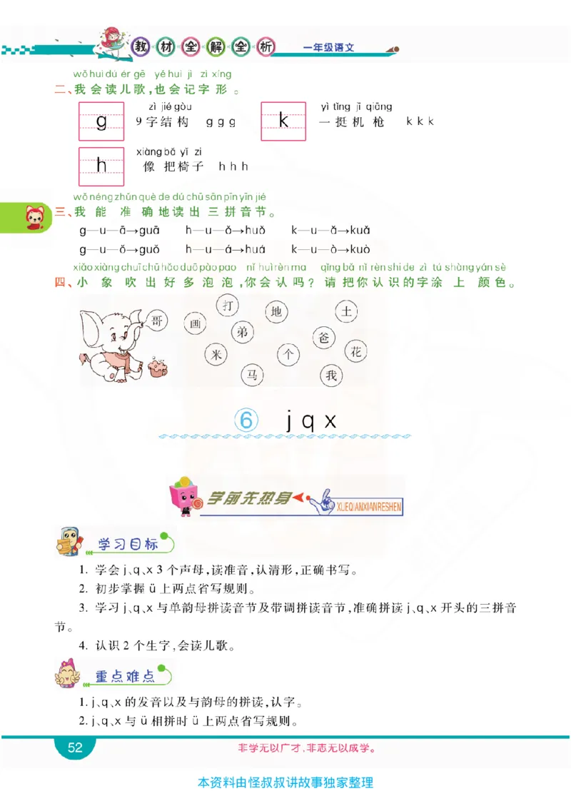 小学教材全解全析-语文1上_《教材全解》小学1-6年级_《小学教材全解全析》_1-6年级上册_语文