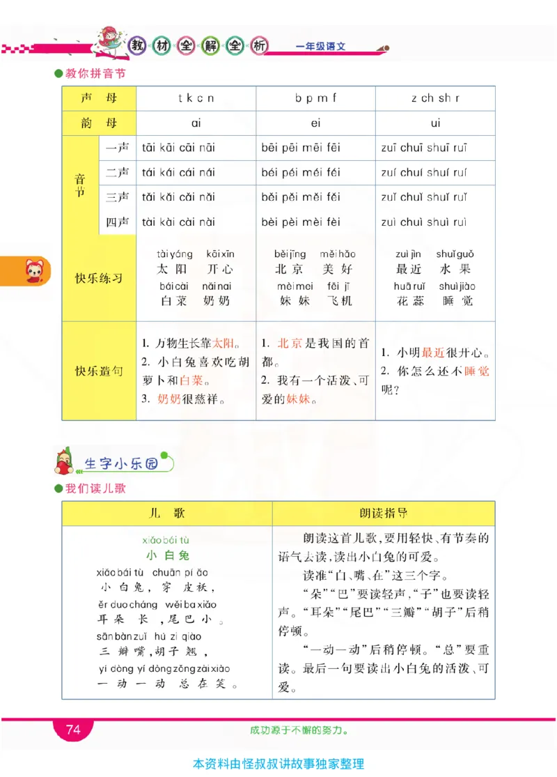 小学教材全解全析-语文1上_《教材全解》小学1-6年级_《小学教材全解全析》_1-6年级上册_语文