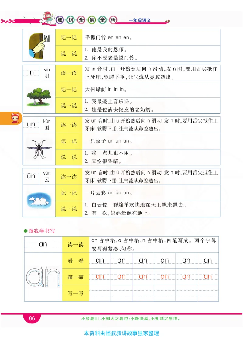 小学教材全解全析-语文1上_《教材全解》小学1-6年级_《小学教材全解全析》_1-6年级上册_语文