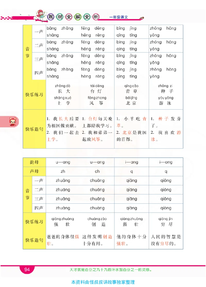 小学教材全解全析-语文1上_《教材全解》小学1-6年级_《小学教材全解全析》_1-6年级上册_语文