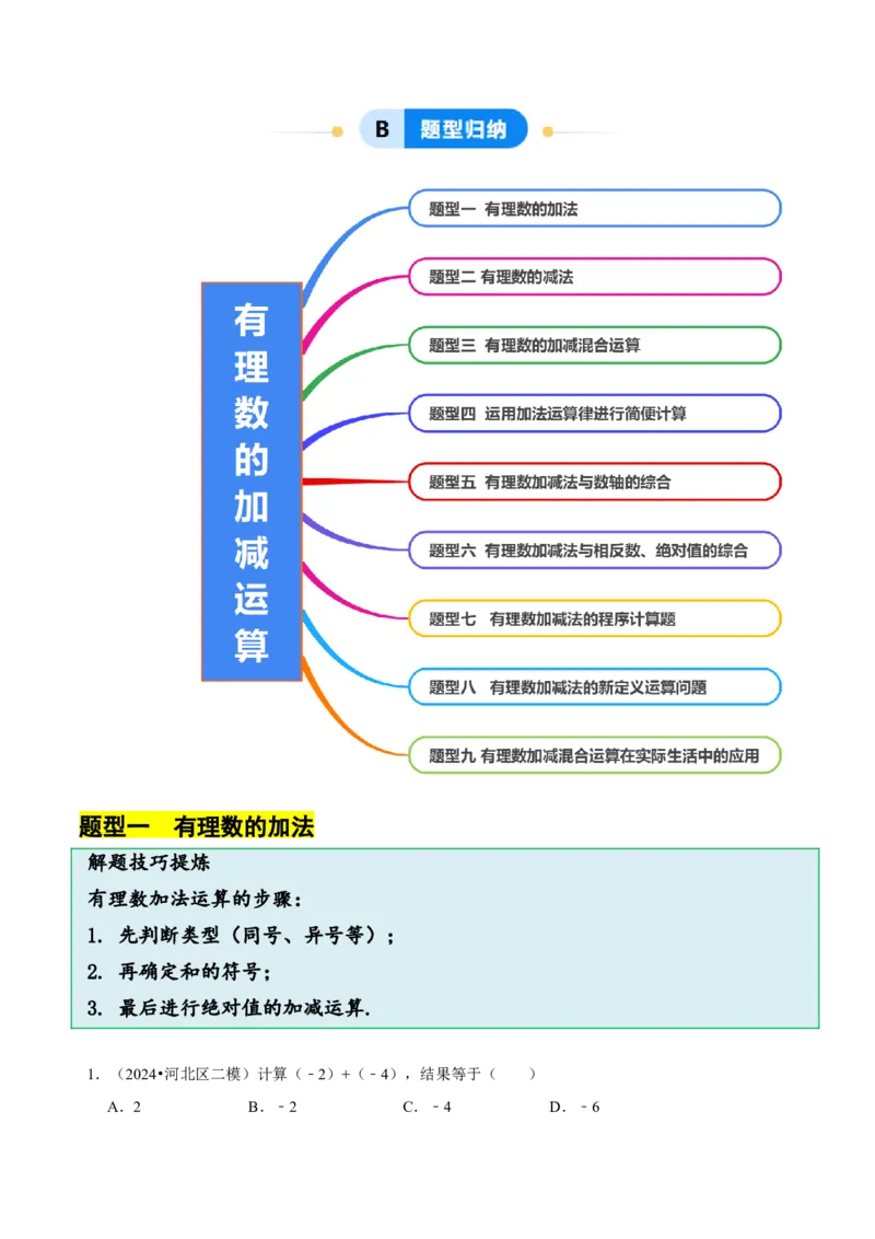 2.2有理数的加减运算（9大题型提分练）（原卷版）_北师大初中数学_7上-北师大版初中数学_7上-初中数学北师大（2024新版）持续更新_03课件+练习