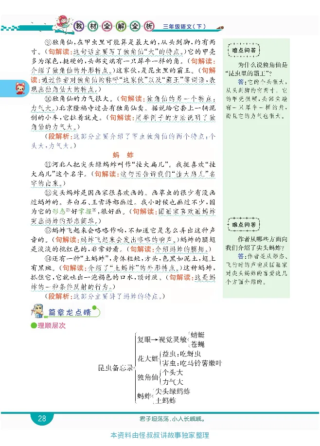 小学教材全解全析-语文3下_《教材全解》小学1-6年级_《小学教材全解全析》_1-6年级下册_语文