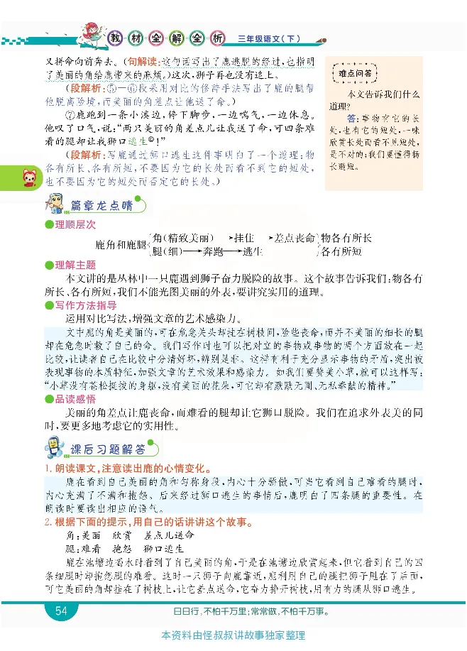 小学教材全解全析-语文3下_《教材全解》小学1-6年级_《小学教材全解全析》_1-6年级下册_语文