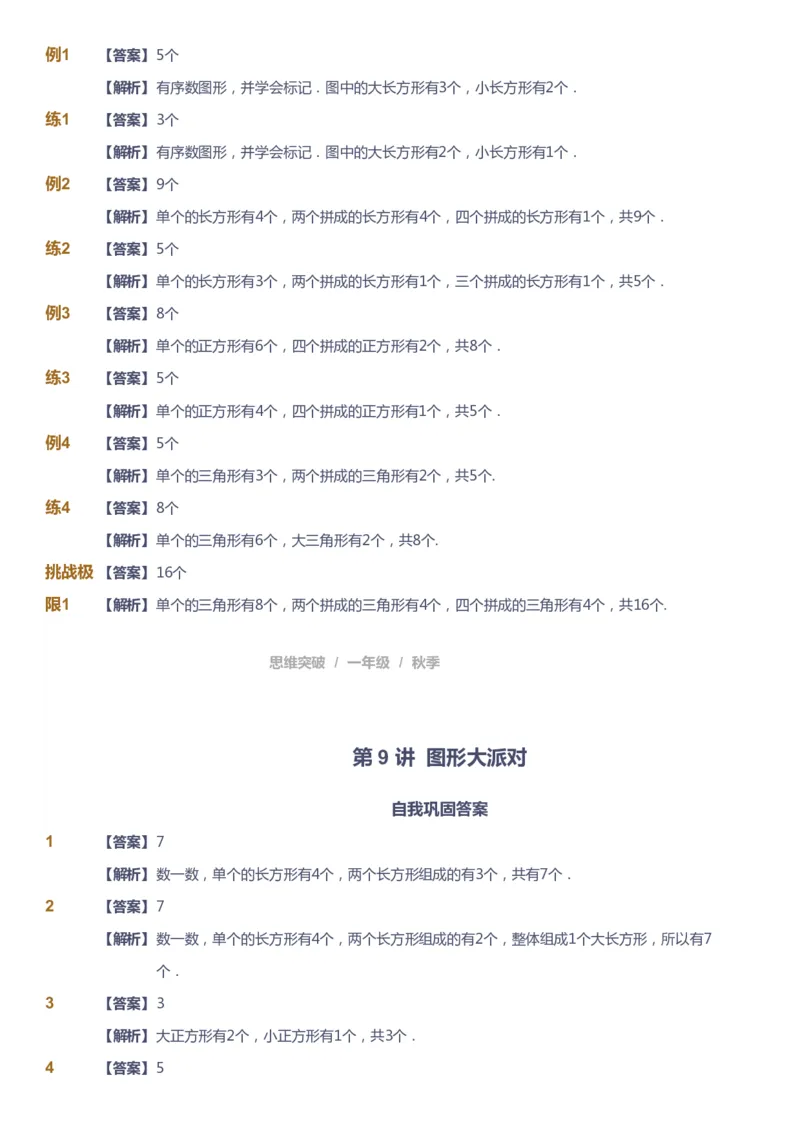 课本+自我巩固+课堂落实（答案）_《爱学习》小学初中数学和奥数资料_高斯数学爱学习课件_3奥数思维突破_高斯爱学习思维突破奥数1-6阶四季版12年级_1年级思维突破春秋寒暑课件_90