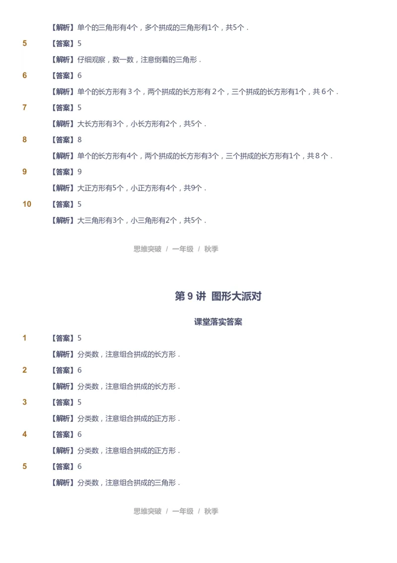 课本+自我巩固+课堂落实（答案）_《爱学习》小学初中数学和奥数资料_高斯数学爱学习课件_3奥数思维突破_高斯爱学习思维突破奥数1-6阶四季版12年级_1年级思维突破春秋寒暑课件_90