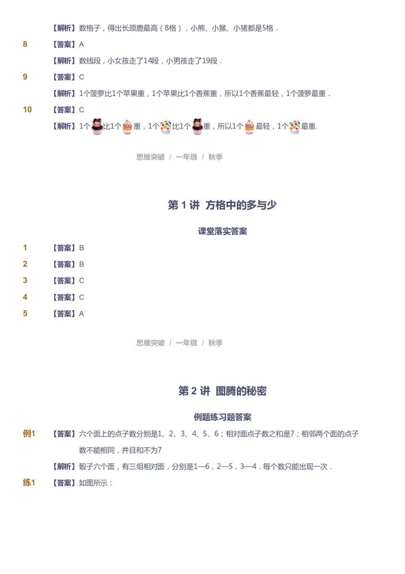 课本+自我巩固+课堂落实（答案）_《爱学习》小学初中数学和奥数资料_高斯数学爱学习课件_3奥数思维突破_高斯爱学习思维突破奥数1-6阶四季版12年级_1年级思维突破春秋寒暑课件_90