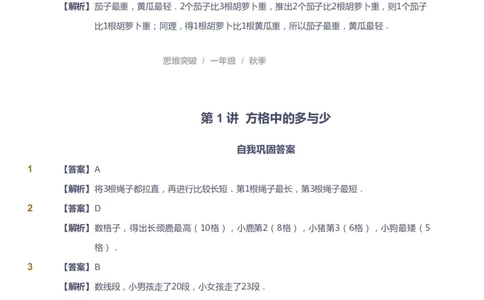 课本+自我巩固+课堂落实（答案）_《爱学习》小学初中数学和奥数资料_高斯数学爱学习课件_3奥数思维突破_高斯爱学习思维突破奥数1-6阶四季版12年级_1年级思维突破春秋寒暑课件_90