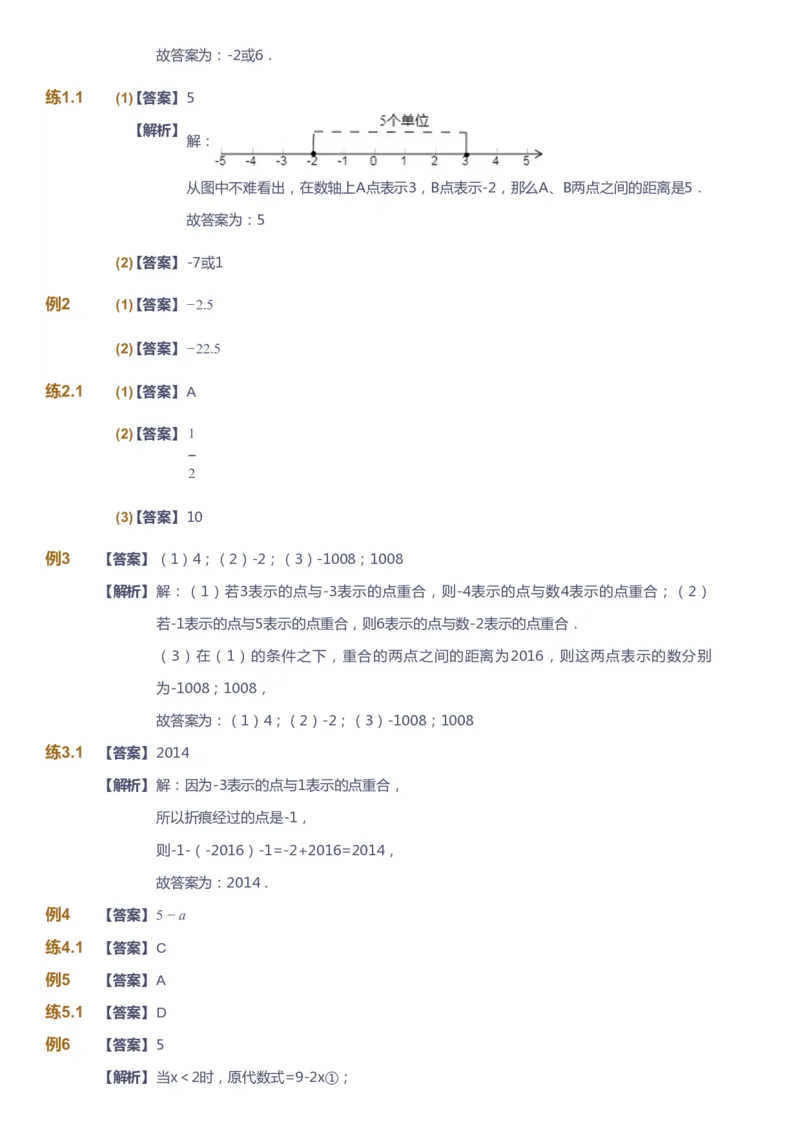 课本+自我巩固+课堂落实（答案）_《爱学习》小学初中数学和奥数资料_高斯数学爱学习课件_6人教初中能力强化_初一高斯数学能力强化_初一数学能力强化_秋数学7阶能力强化