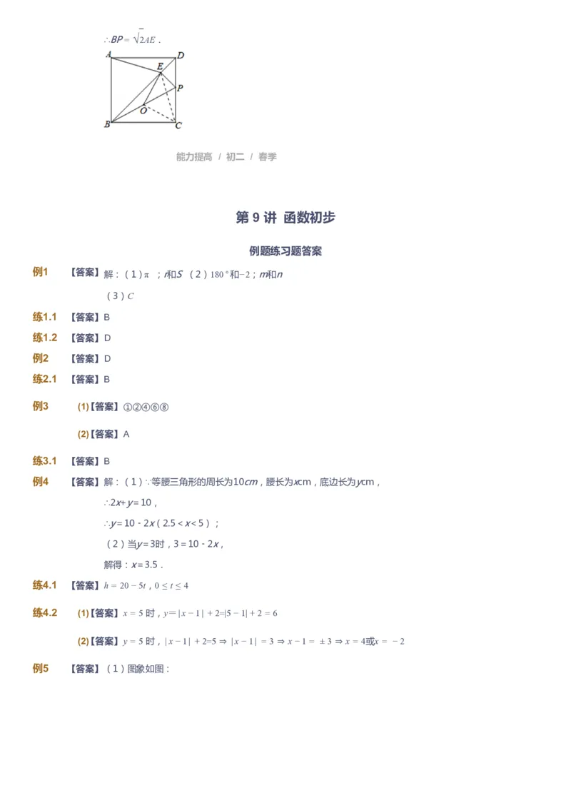 课本+自我巩固+课堂落实（答案)_《爱学习》小学初中数学和奥数资料_高斯数学爱学习课件_5人教初中能力提高_初二高斯数学能力提高_初二高斯数学_春数学8阶能力提高