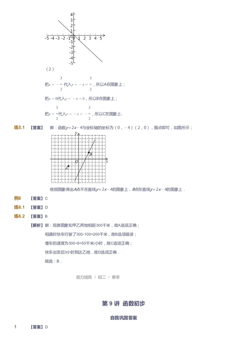 课本+自我巩固+课堂落实（答案)_《爱学习》小学初中数学和奥数资料_高斯数学爱学习课件_5人教初中能力提高_初二高斯数学能力提高_初二高斯数学_春数学8阶能力提高
