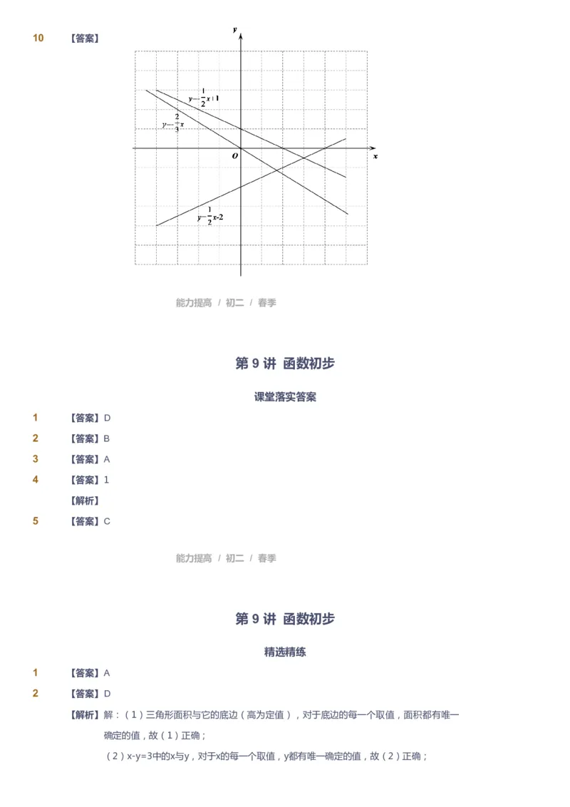课本+自我巩固+课堂落实（答案)_《爱学习》小学初中数学和奥数资料_高斯数学爱学习课件_5人教初中能力提高_初二高斯数学能力提高_初二高斯数学_春数学8阶能力提高