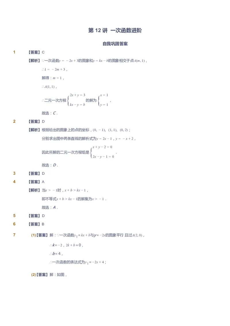 课本+自我巩固+课堂落实（答案)_《爱学习》小学初中数学和奥数资料_高斯数学爱学习课件_5人教初中能力提高_初二高斯数学能力提高_初二高斯数学_春数学8阶能力提高