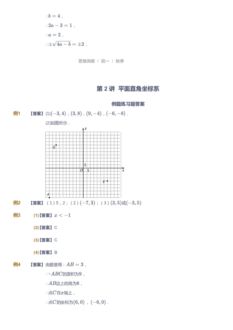 课本+自我巩固+课堂落实（答案）_《爱学习》小学初中数学和奥数资料_高斯数学爱学习课件_7人教初中思维突破_初一高思爱学习数学课件思维突破_初一高思数学pdf_初一数学思维突破_402