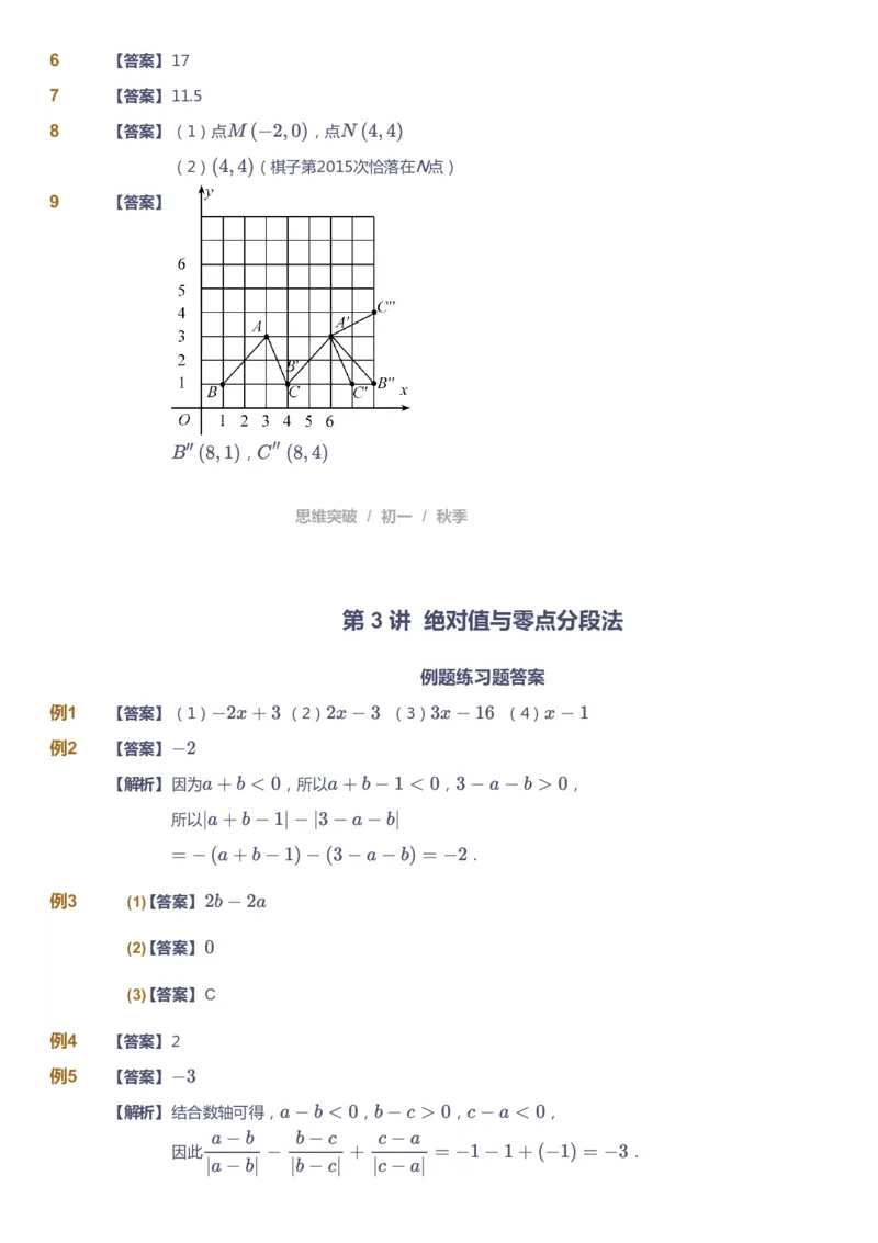 课本+自我巩固+课堂落实（答案）_《爱学习》小学初中数学和奥数资料_高斯数学爱学习课件_7人教初中思维突破_初一高思爱学习数学课件思维突破_初一高思数学pdf_初一数学思维突破_402