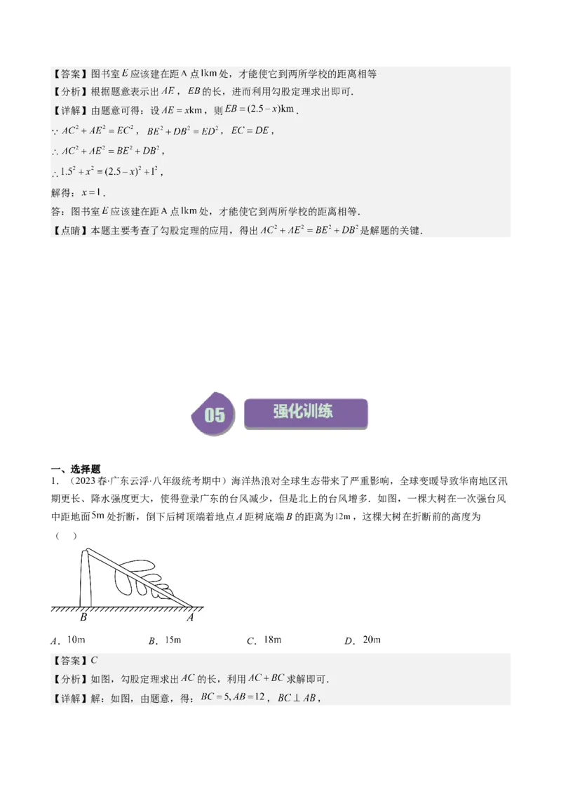 1.3讲勾股定理的应用（解析版）_北师大初中数学_8上-北师大版初中数学_旧版_05习题试卷_帮课堂2023-2024学年八年级数学上册同步学与练（北师大版）