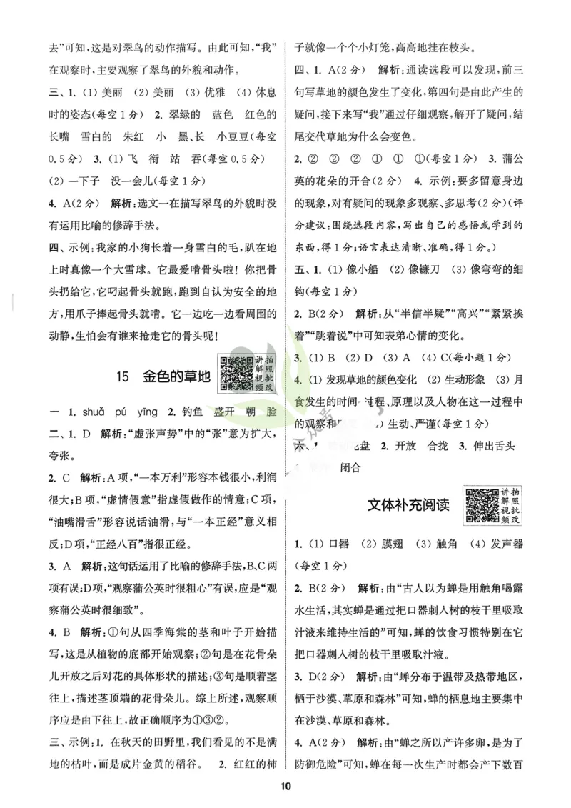语文3年级上册：解析册_25秋《拔尖特训》小学语数英各版本_1-6年级语文人教版上册25秋《拔尖特训》_三年级语文人教版上册25秋《拔尖特训》