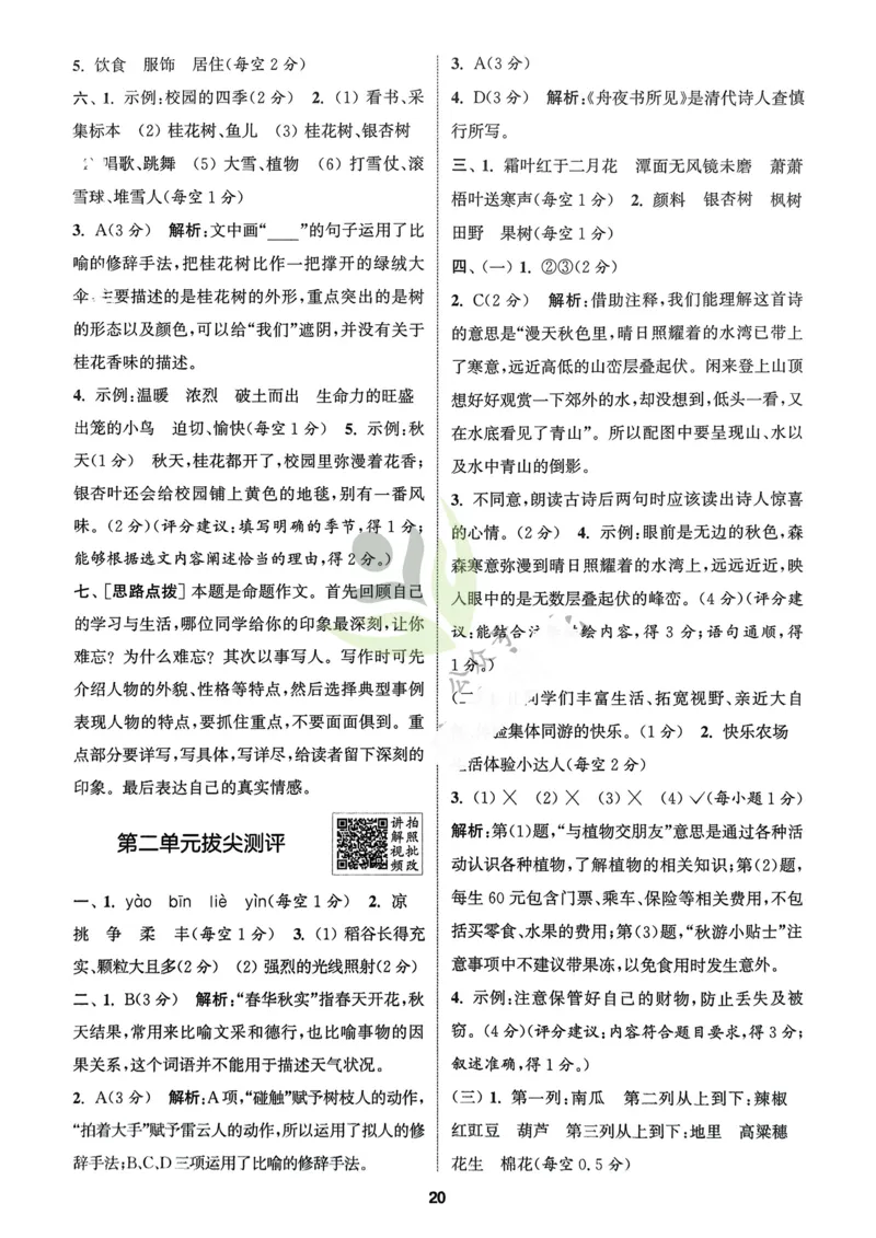 语文3年级上册：解析册_25秋《拔尖特训》小学语数英各版本_1-6年级语文人教版上册25秋《拔尖特训》_三年级语文人教版上册25秋《拔尖特训》