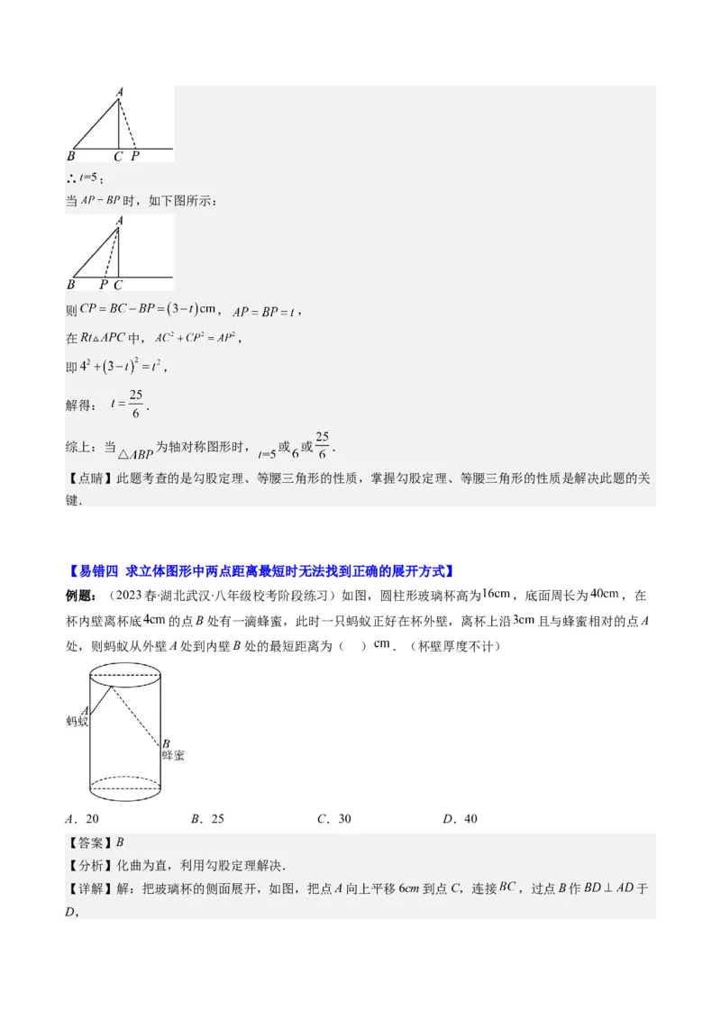 1.5讲易错易混集训：利用勾股定理求解易错（解析版）_北师大初中数学_8上-北师大版初中数学_旧版_05习题试卷_帮课堂2023-2024学年八年级数学上册同步学与练（北师大版）